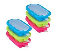 Relaxdays Juego Pack 6 Moldes para Helados, Silicona, Recipientes para Hacer Polos, sin BPA, con Palito, Verde, Azul y Rosa, 2,5 x 6,5 x 14 cm
