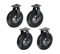 Relaxdays Juego ruedas fijas y giratorias 3.00-4 negro,plata