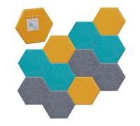 Relaxdays Juego tablones Set 12 Tableros de Fieltro Hexagonales, 3 Colores, Pizarras Anuncios, 26x30x0,9 cm, con Chinchetas, Multicolor