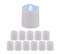 Relaxdays Juego té Velas Led en Set de 12 Unidades, Redondas, 4,5 x 4 x 4 cm, Eléctricas, con Pilas, sin Llama, Blanco Frío