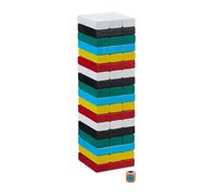 Relaxdays Juego Torre de Madera para Apilar, 54 Bloques, Incl. Dado, Diseño de 6 Colores, 26,5 x 7,5 x 7,5cm, Multicolor