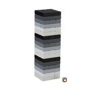 Relaxdays Juego Torre de Madera para Apilar, 54 Bloques, Negro, Blanco y Gris Incl. Dado, 26,5 x 7,5 x 7,5cm, Multicolor