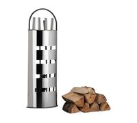Relaxdays Juego utensilios chimenea de 5 piezas negro,plata