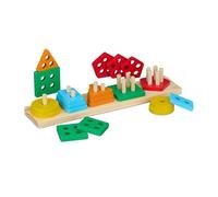 Relaxdays Juguete de Madera Apilable, Piezas de 5 Formas para Clasificar, Niños de 3 Años, Torre Apilable, Multicolor