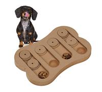Relaxdays Juguete Inteligencia Perro Forma Hueso, Juego Olfativo, Ocultar Premios, Interactivo, 2,5x29,5x20cm, Natural, Tablero de Fibras