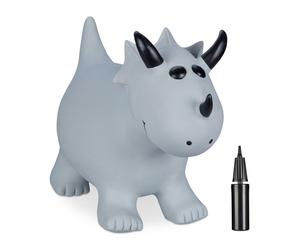 Relaxdays Juguete saltarín dinosaurio gris negro,gris
