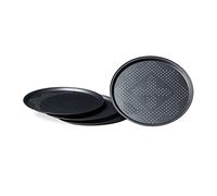 Relaxdays Kit 20 Platos Horno Pizza Perforados, Bandejas Redondas, Moldes Empanadas, Ø 29 cm, Antiadherentes, Antracita