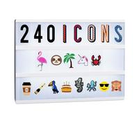 Relaxdays, 6,5 x 3,5 cm Kit 240 Letras para Caja de Luz con Cifras, Emoticonos y Símbolos, Plástico, Multicolor, 5 cm