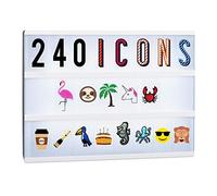 Relaxdays Kit 240 Letras para Caja de Luz con Cifras, Emoticonos y Símbolos, Plástico, Multicolor, 6,5 x 3,5 cm