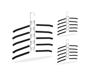 Relaxdays Kit 3 perchas múltiples antideslizantes negro,plata