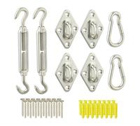 Relaxdays Kit Anclajes para Toldos Vela, 40 Piezas, Acero Inoxidable, Tensores, Mosquetones y Ojales de Pared, Plateado
