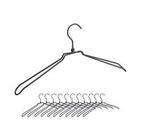 Relaxdays Kit de 12 Perchas Anchas Colgar Camisas, Blusas, Chaquetas, Estilo Industrial, Metal, 21,5 x 45 x 4 cm, Negro
