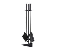 Relaxdays Kit, Accesorios de Limpieza de Chimenea, Atizador, Cepillo, Recogedor & Soporte, Negro, 60 x 18,5 x 16,5 cm