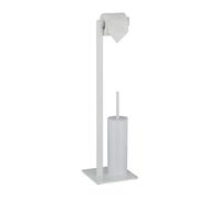 Relaxdays Kit de escobillero y portarrollos blanco blanco