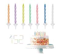 Relaxdays Kit de velas para cumpleaños, Con soportes, Decoración para tartas, 6 cm, 1 Set, Multicolor