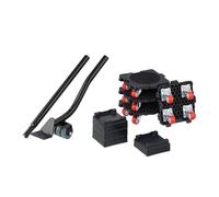 Relaxdays Kit Elevador Muebles con Ruedas, Deslizador para Mudanzas, para hasta 300 kg, 4 Tacos Elevación, Negro y Rojo, Plástico, Acero, 9 Piezas