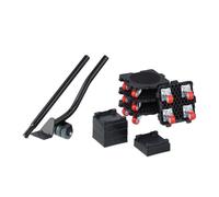 Relaxdays Kit Elevador Muebles con Ruedas, Deslizador para Mudanzas, para hasta 300 kg, 4 Tacos Elevación, Negro y Rojo, Plástico, Acero, 9 Piezas