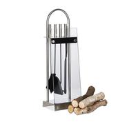 Relaxdays Kit para chimenea de 5 piezas negro,plata,transparente
