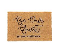 Relaxdays Kokos Fußmatte Felpudo Coco, Alfombrilla Puerta Inscripción BE Our Guest, 60x40 cm, Antideslizante, Resistente, Natural/Negro, 1,5 x 60 x 40 cm