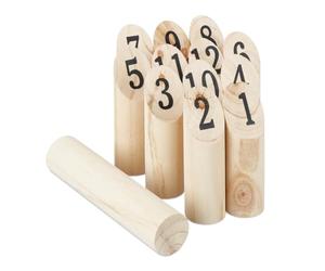 Relaxdays Kubb Viking Game, Juego de Lanzamiento finlandés, Madera Natural, Juego al Aire Libre, Adultos y niños