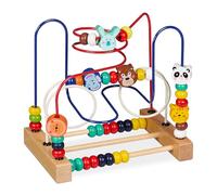 Relaxdays Laberinto de Bolitas, Juego Motricidad Fina, Madera, Diseño B, Juguete Niños a Partir de 1 Año, Multicolor, Hierro, 21 x 22,5 x 14,5 cm
