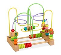 Relaxdays Laberinto de cuentas para niños amarillo,verde,marrón claro