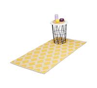 Relaxdays Läufer Baumwolle 70 x 140 cm Alfombra de Pasillo con Rombos, Algodón, 70x140 cm, Antideslizante, Tejida a Mano, para Cocina, Amarillo