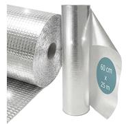 Relaxdays Lámina reflectante para radiadores, 0,6 x 25 m, acolchado 4 mm, techo, pared y ventana, aislante de aluminio