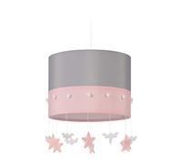Relaxdays Lámpara Colgante Bebé Diseño Cielo, Luz Infantil Nubes y Estrellas, 160x35cm, Salas Juego, Rosa y Gris, Algodón
