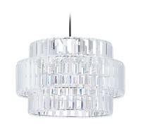 Relaxdays Lámpara Colgante Cristales, 126 x 34 cm, Acrílico, Metal, E27, Luz Péndulo Elegante, Transparente y Plateado