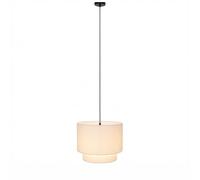 Relaxdays Lámpara colgante doble, Ø42,5xH132 cm, lino avena/negro | Lámpara colgante, E27, IP20, para salón/comedor