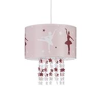 Relaxdays Lámpara Colgante Infantil, Motivo Bailarina, Estrellas Colgantes de Plástico, Rosa, Habitación de Niños, 30 cm