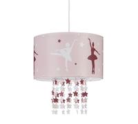 Relaxdays Lámpara Colgante Infantil, Motivo Bailarina, Estrellas Colgantes de Plástico, Rosa, Habitación de Niños, 30 cm