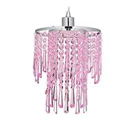 Relaxdays Lámpara de araña, Candelabro, E27, 60W, Cristal de plomo, Acero, Ø 22 cm, Colgante, Rosa