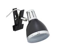 Relaxdays Lámpara Lectura, Luz Pinzas de Sujeción, Retro, E14, Cama y Baño, Flexo Escritorio, 12 x 10 x 18,5 cm, Negro