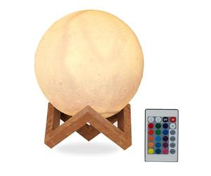 Relaxdays Lámpara de luna 3D, 16 colores, Ajustable, Táctil, Inalámbrica, Con soporte, 15 cm, Blanco