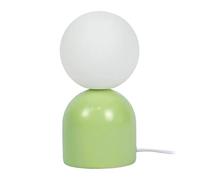 Relaxdays Lámpara de mesa, cerámica y vidrio, G9, HxD: 21 x 11 cm, lámpara noche con cable, dormitorio, verde/blanco