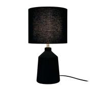 Relaxdays Lámpara de Mesa con Base cerámica Acanalada y Pantalla de Tela, E14, 42x23 cm, Negra