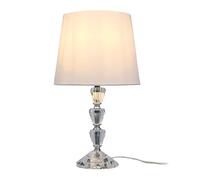 Relaxdays lámpara de Mesa con Base de Cristal y Pantalla Textil, E27, 40.5 x 23 x 23 cm, Efecto Cristal Blanca