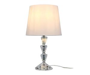 Relaxdays lámpara de Mesa con Base de Cristal y Pantalla Textil, E27, 40.5 x 23 x 23 cm, Efecto Cristal Blanca