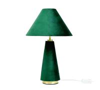 Relaxdays Lámpara de mesa con pantalla terciopelo verde oscuro,oro