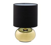 Relaxdays Lámpara de mesa de metal y tela oro,negro
