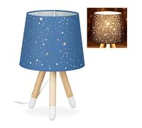 Relaxdays Lámpara de mesa infantil, Para niños & niñas, E14, Redonda, 40 cm, Estrellas, Azul