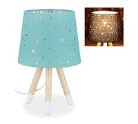 Relaxdays Lámpara de mesa infantil, Para niños & niñas, E14, Redonda, 40 cm, Estrellas, Menta