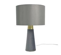 Relaxdays Lámpara de mesa, pantalla de lino y base de terciopelo, E27, HxD: 47 x 40 cm, lámpara de noche, gris