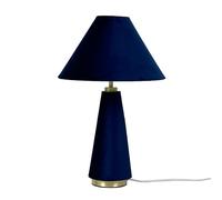 Relaxdays Lámpara de mesa, pantalla de terciopelo y base metálica E14, 47x30 cm, con cable, azul oscuro/dorado