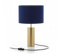 Relaxdays Lámpara de Mesa Terciopelo y Metal con Cable E27, 51x32x32 cm, Azul Oscuro y Dorado