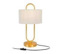 Relaxdays Lámpara de mesa U con pantalla de lino crema,oro