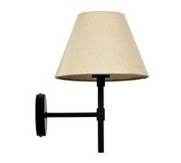 Relaxdays Lámpara de Pared, Pantalla de Tela, Crema/Negro | Lámpara de diseño minimalista, rosca E27, moderna, Al. x Ø: 32,5 x 27 cm