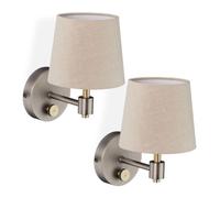 Relaxdays Lámpara de pared retro, 2 unidades beige,oro,plata